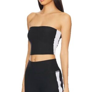 Beyond Yoga Spacedye Line Up Strapless Crop Top Women’s Sz Small Black White NWT